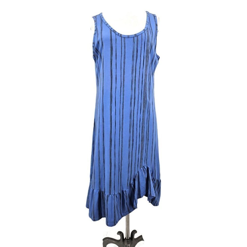 New Prairie Cotton Summer Dress Womens M Blue Stripe Sleeveless USA NWOT